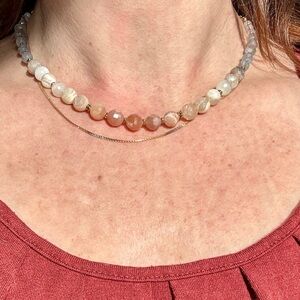 Multi Moonstone and Labradorite Necklace. Gold Filled